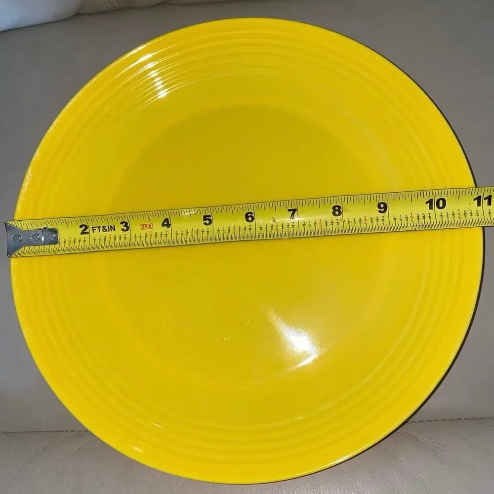 Set of 2 Melange Sunny Yellow 11” Coupe Ribbed Melamine Plates Shatterproof